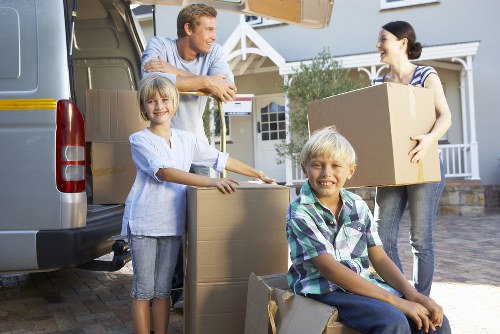 Cardboard and household items prepared for recycling and reuse