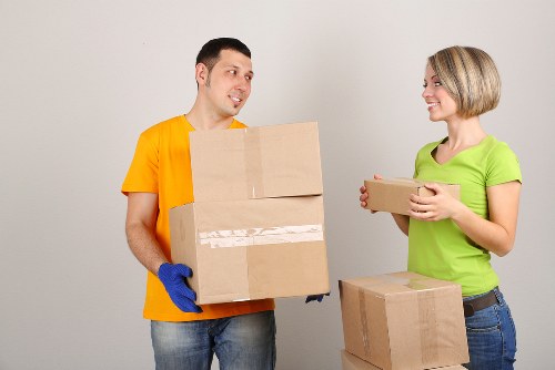 Loading furniture into a removal truck in central London